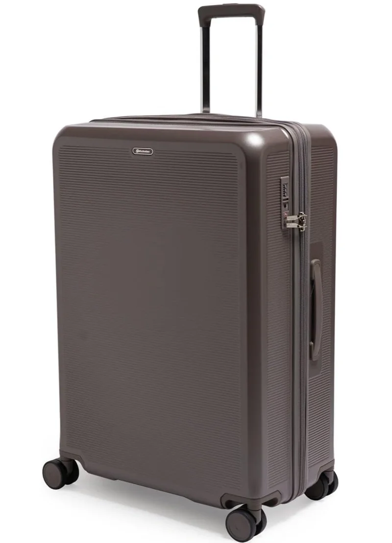 Echolac  sense 56+67+78 cm hardcase expandable 4-double wheeled 3 piece luggage trolley set - brown  | Best Price UAE